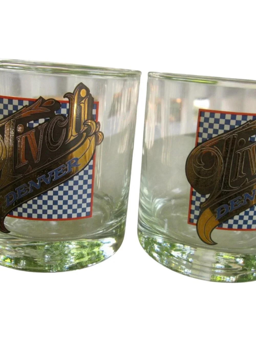 Vintage Tivoli Union Brewing Denver Colorado Pair of Lowball Rocks Glasses
